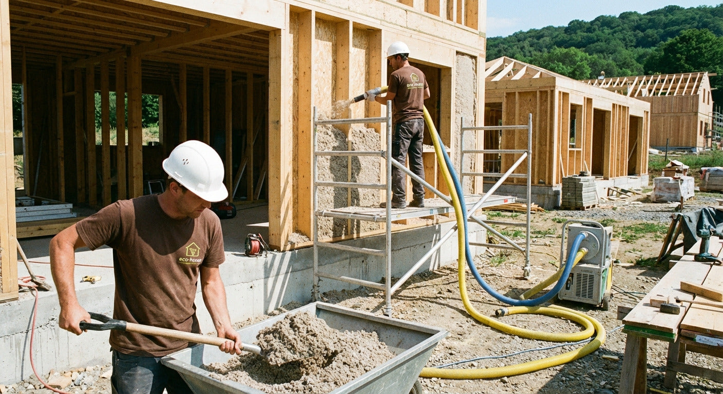Kaņepju betona būvniecība ar veidņu metodi ilgtspējīgai un elpojošai mājai